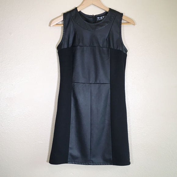 555 Los Angeles Dress Black Faux Leather Edgy S - Picture 1 of 5